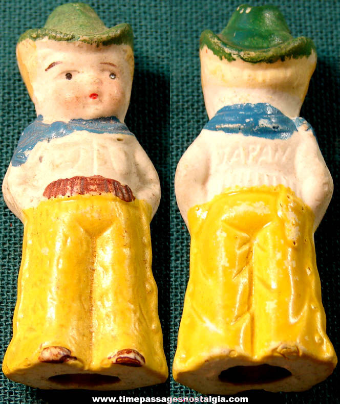 1930s Cracker Jack Pop Corn Confection Porcelain or Bisque Toy Prize Cowboy Figure