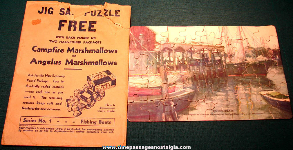Old Angelus & Campfire Marshmallows Advertising Premium Jig Saw Puzzle #1 with Envelope