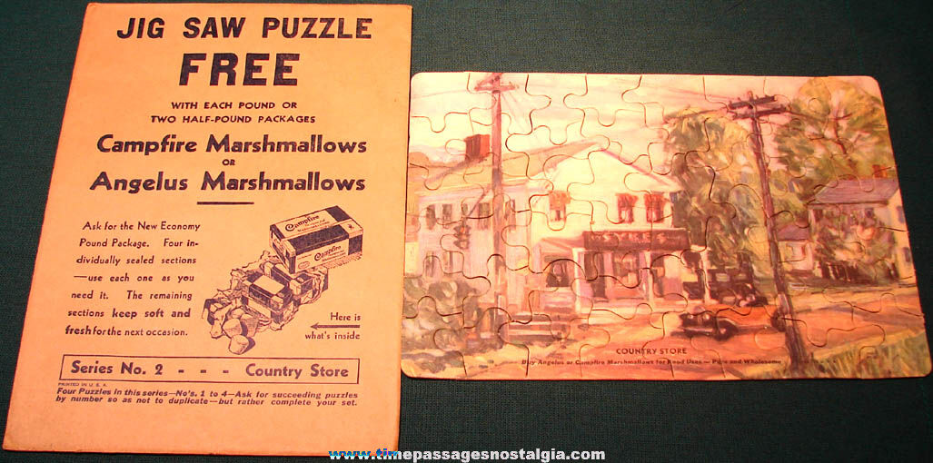 Old Angelus & Campfire Marshmallows Advertising Premium Jig Saw Puzzle #2 with Envelope