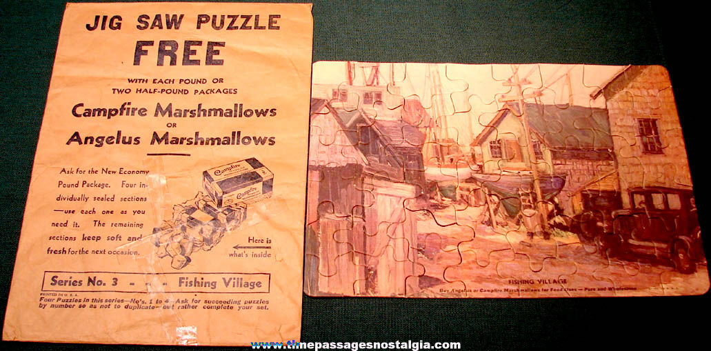 Old Angelus & Campfire Marshmallows Advertising Premium Jig Saw Puzzle #3 with Envelope