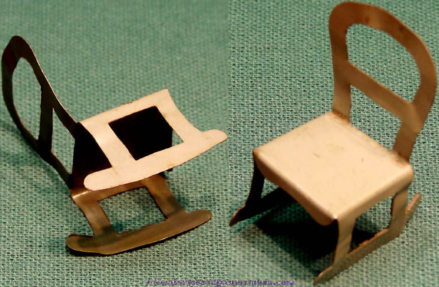 1930s Cracker Jack Pop Corn Confection Miniature Tin Toy Prize Rocking Chair
