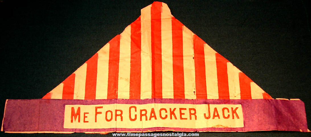 1920s Cracker Jack Pop Corn Confection Toy Prize Me For Cracker Jack Paper Hat
