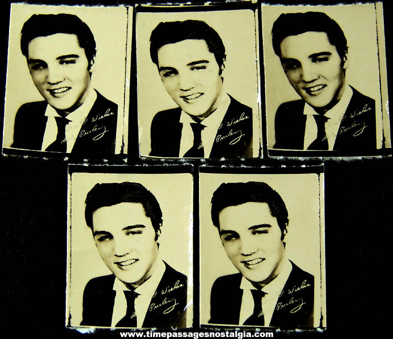 (5) Small Old Matching Young Elvis Presley Necklace Pendant or Charm Bracelet Charm Photographs