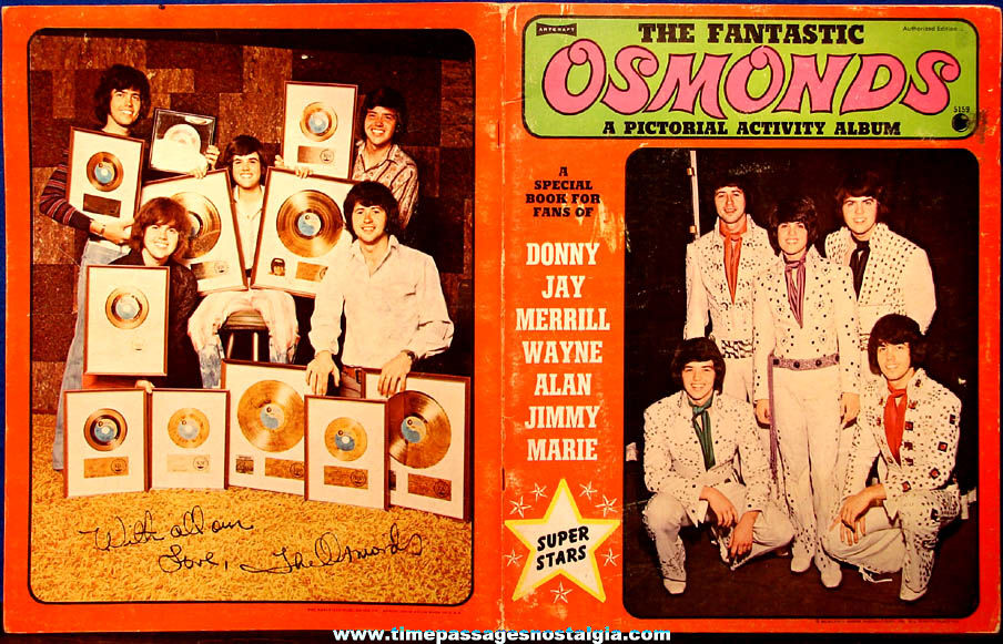 Colorful Unused ©1973 The Fantastic Osmonds Pictorial Activity Album