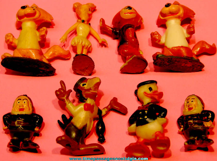 (8) Small Colorful 1960s Marx Tinykin and Disneykin Cartoon Character Play Set Figures