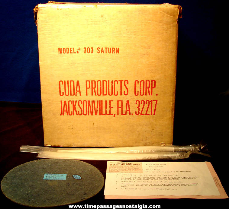Original Vintage Boxed Cuda Chrome Saturn Model 303 Colorful Fiber Optic Spray Rotating Light
