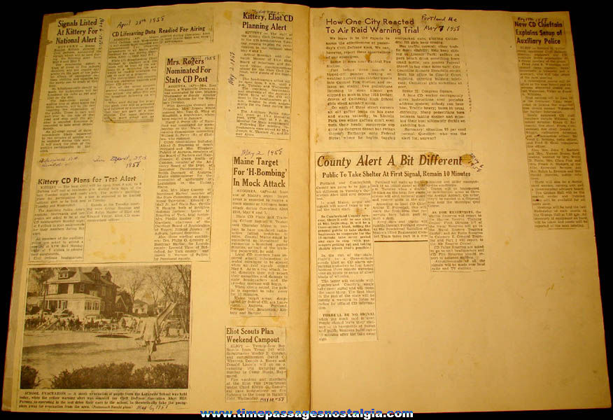 Scrap Book with (58) 1951  1960 Maine Civil Defense Related Newspaper Articles