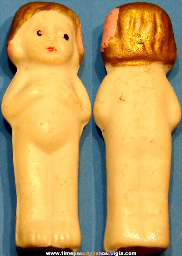 1930s Cracker Jack Pop Corn Confection Painted Porcelain or Bisque Toy Prize Girl Doll Figure