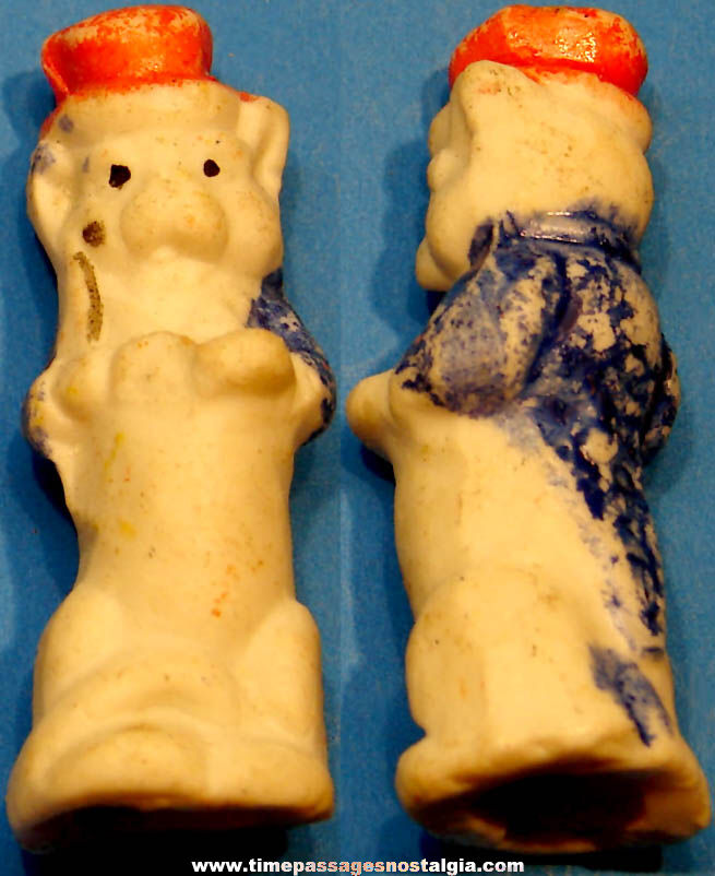 1930s Cracker Jack Pop Corn Confection Painted Porcelain or Bisque Toy Prize Dressed Cat Figure
