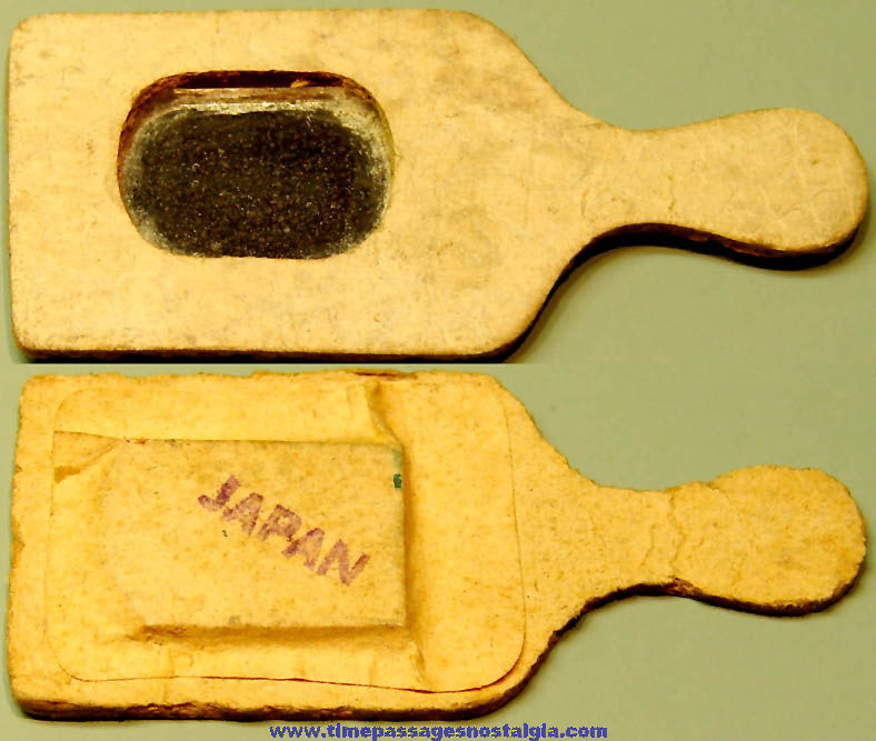1920s Cracker Jack Pop Corn Confection Miniature Paper & Glass Toy Prize Hand Held Mirror