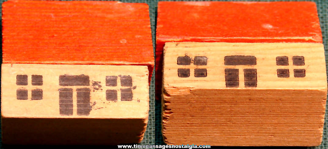Old Cracker Jack Pop Corn Confection Miniature Wooden House Building Toy Prize