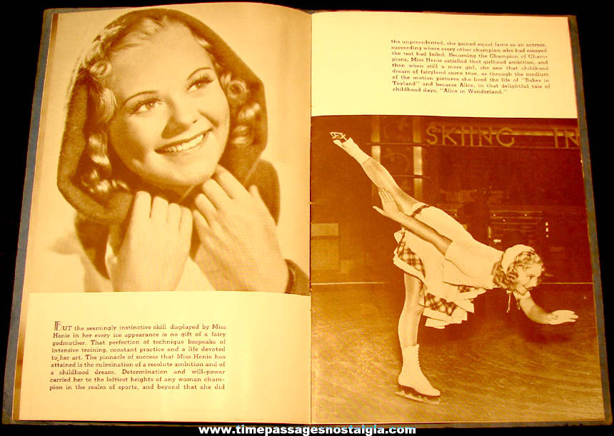 1938 Miss Sonja Henie Hollywood Ice Revue Boston Garden Souvenir Program Booklet