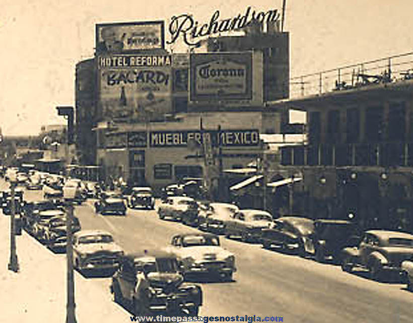 1953 Vista a la Plaza Nueva Laredo Tomps Mexico Real Photo Post Card