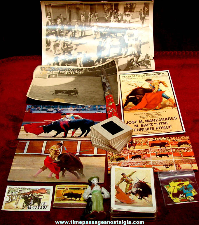 (31) Different Small Old Spanish or Mexican Bull Fight and Matador Related Items