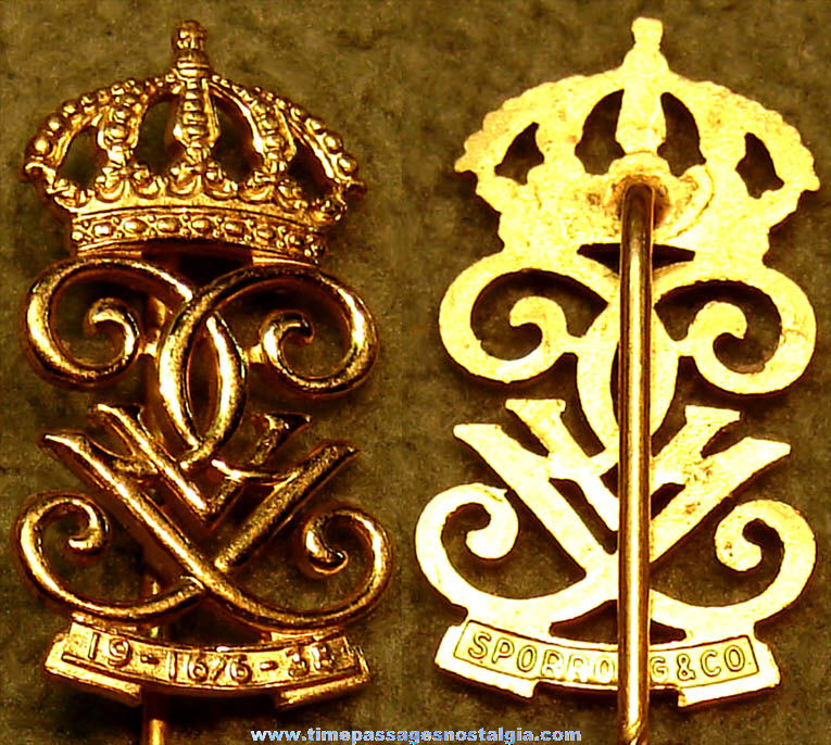 1938 King of Sweden Gustaf V 80th Birthday Crowned Monogram Stick Pin