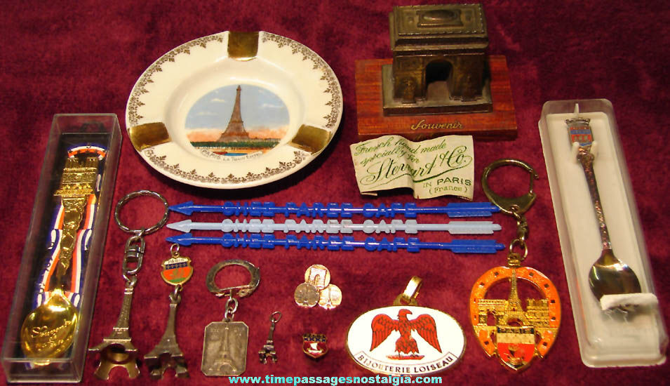 (16) Different Small Old Paris France Advertising and Souvenir Items