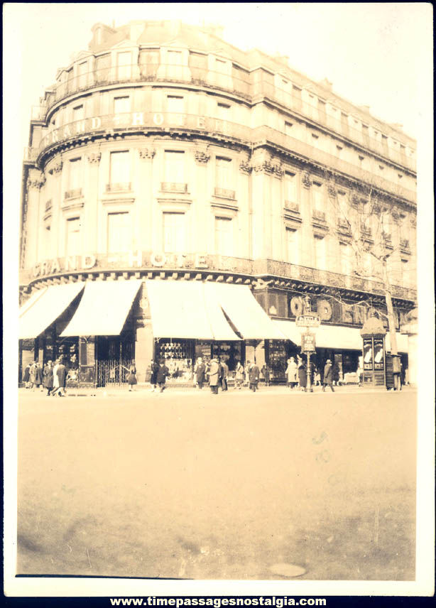 1930 Paris France Grand Hotel Black & White Photograph