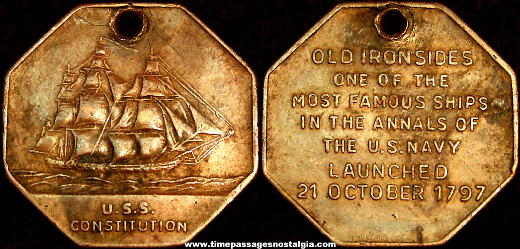 Old United States Navy U.S.S. Constitution Old Ironsides Commemorative Medal Token Coin