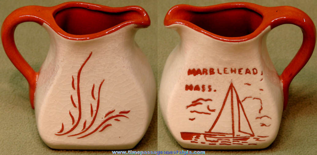 Old Marblehead Massachusetts Advertising Souvenir Pottery Creamer Pitcher