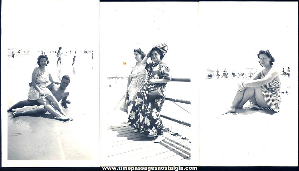 (3) 1941 Wildwood New Jersey Beach & Boardwalk Ladies Black & White Photographs