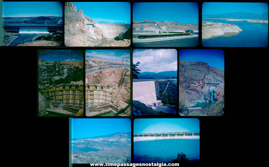 (10) Various 1950s and 1960s United States Water Dam Photograph Slides