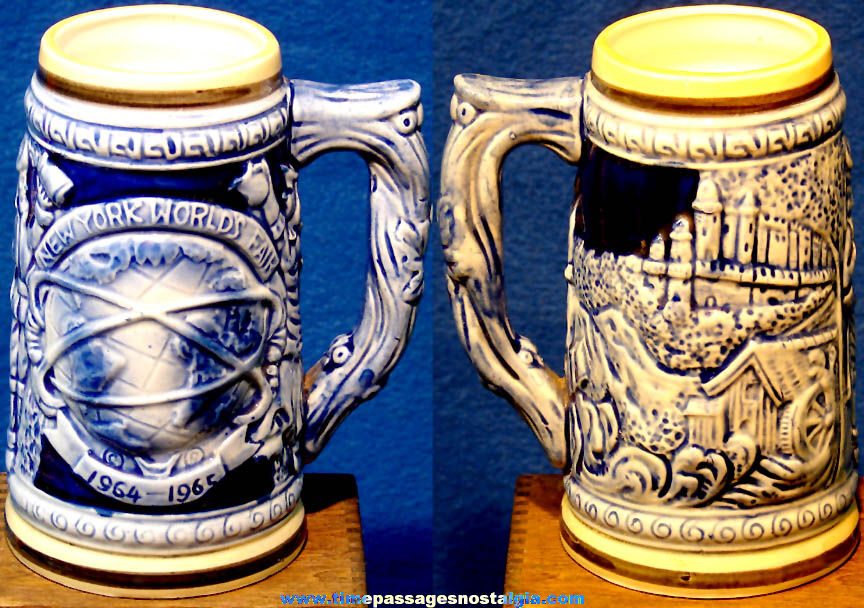 Colorful 1964 – 1965 New York World’s Fair Advertising Souvenir Ceramic Beer Mug