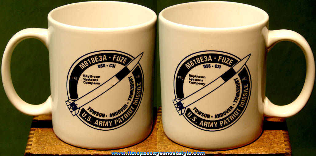 Old United States Army Raytheon Patriot Missile Advertising Ceramic Coffee Cup