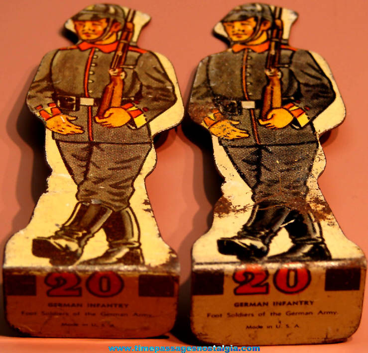 (2) Old German Army Infantry Soldier Lithographed Metal Toy Target Figures