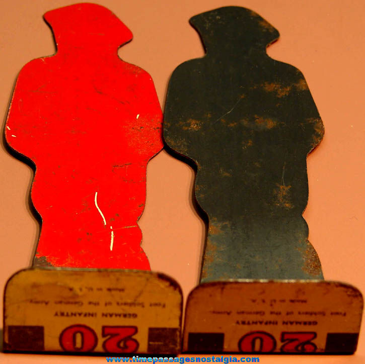 (2) Old German Army Infantry Soldier Lithographed Metal Toy Target Figures
