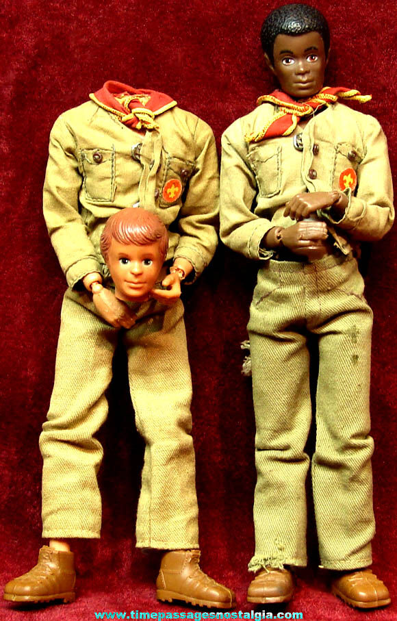 (2) 1974 Kenner Steve & Bob Boy Scout Action Figure Toy Dolls with Uniforms