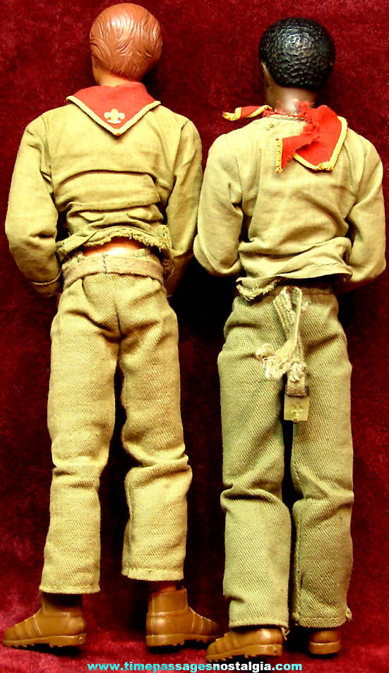 (2) 1974 Kenner Steve & Bob Boy Scout Action Figure Toy Dolls with Uniforms