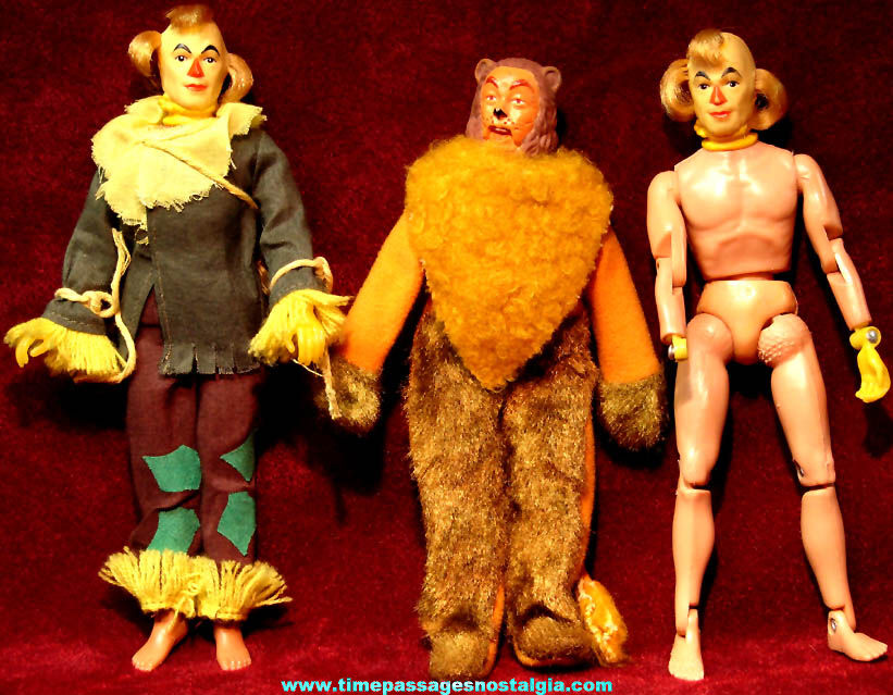 (3) 1974 Mego Wizard of Oz Movie Character Action Figure Toy Dolls with Costumes