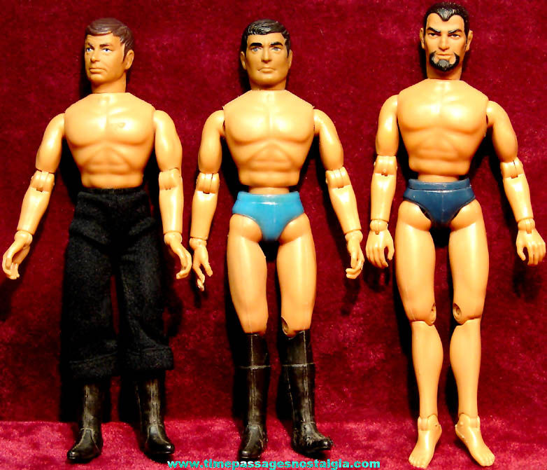 (3) Different 1974 Mego Star Trek Television Show Character Action Figure Toy Dolls