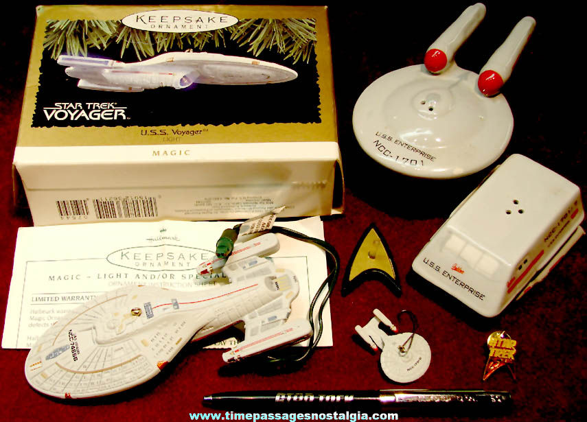(7) Different Small Star Trek and U.S.S. Enterprise Starship Movie and Television Show Items