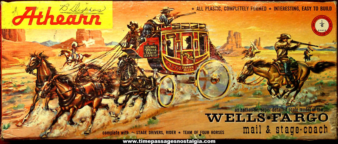 Old Boxed & Built Athearn Wells Fargo Mail & Stage Coach Western Plastic Model Kit
