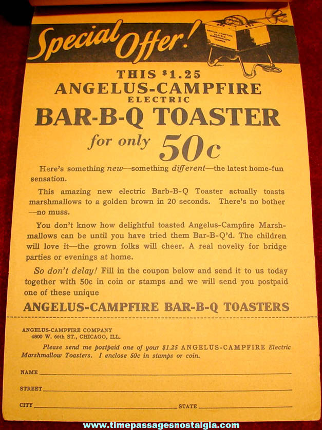 1930s Campfire Marshmallows Advertising In Store Premium School or Memorandum Tablet