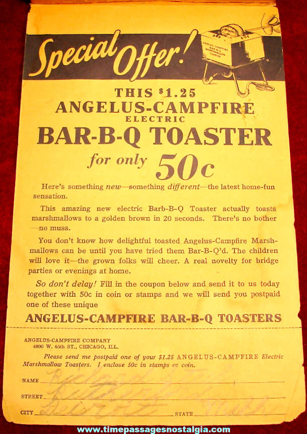 1930s Campfire Marshmallows Advertising In Store Premium School or Memorandum Tablet