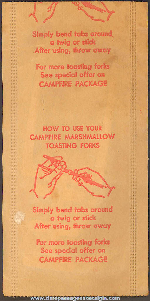 (2) Old Unopened Campfire Marshmallows Advertising Premium Toasting Forks with Envelope