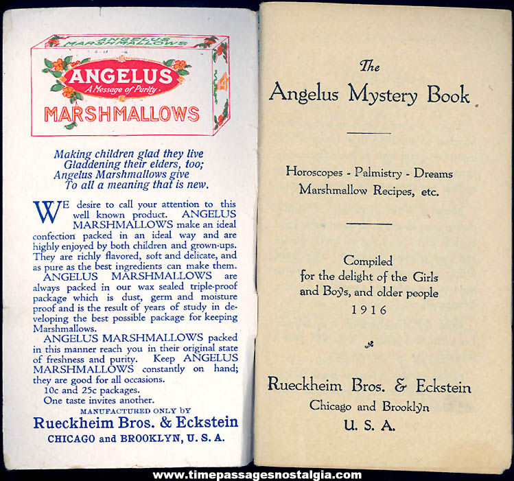 1916 Angelus Marshmallows Cracker Jack Advertising Premium Mystery Book
