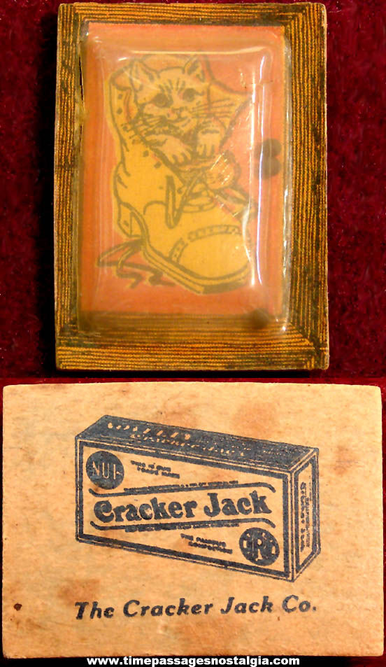 1920s Cracker Jack Pop Corn Confection Advertising Celluloid & Paper Prize Dexterity Puzzle