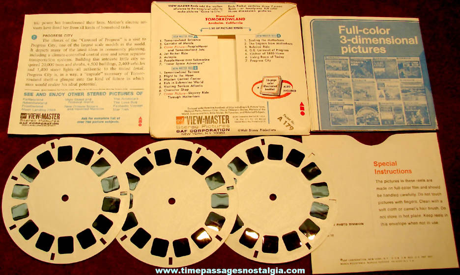 Old Walt Disney Disneyland Tomorrowland Theme Park View Master Packet