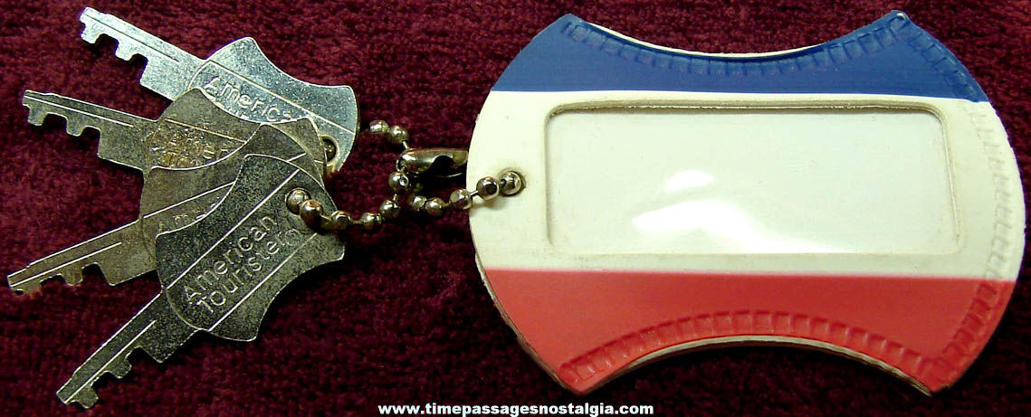 Old American Tourister Luggage Identification Key Chain Tag with (4) Matching Keys