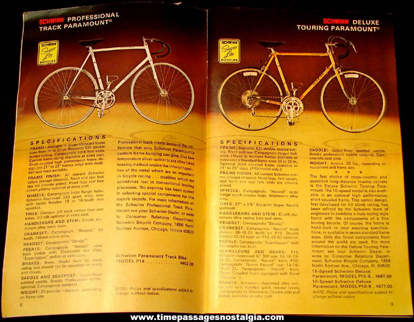 1977 Schwinn Bicycle Company Bike, Accessories & Parts Advertising Catalog