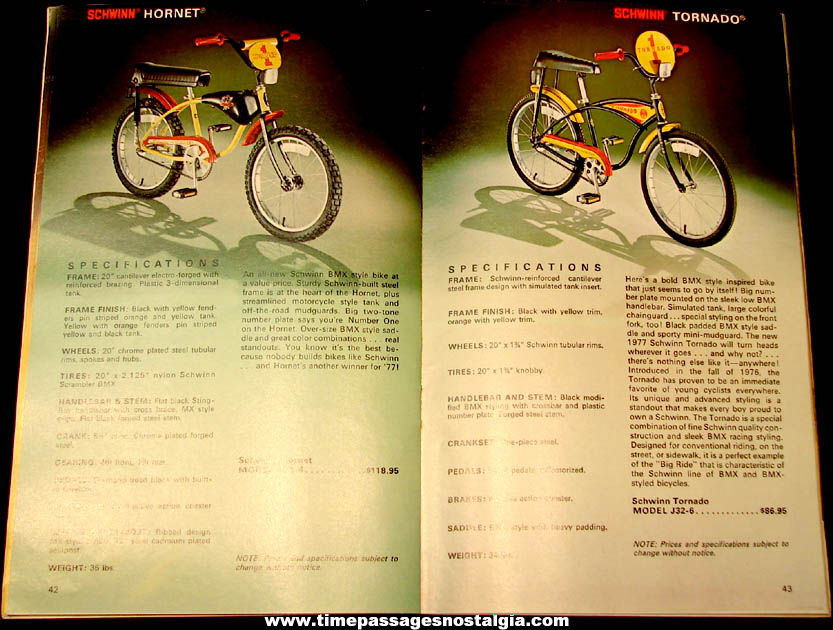 1977 Schwinn Bicycle Company Bike, Accessories & Parts Advertising Catalog