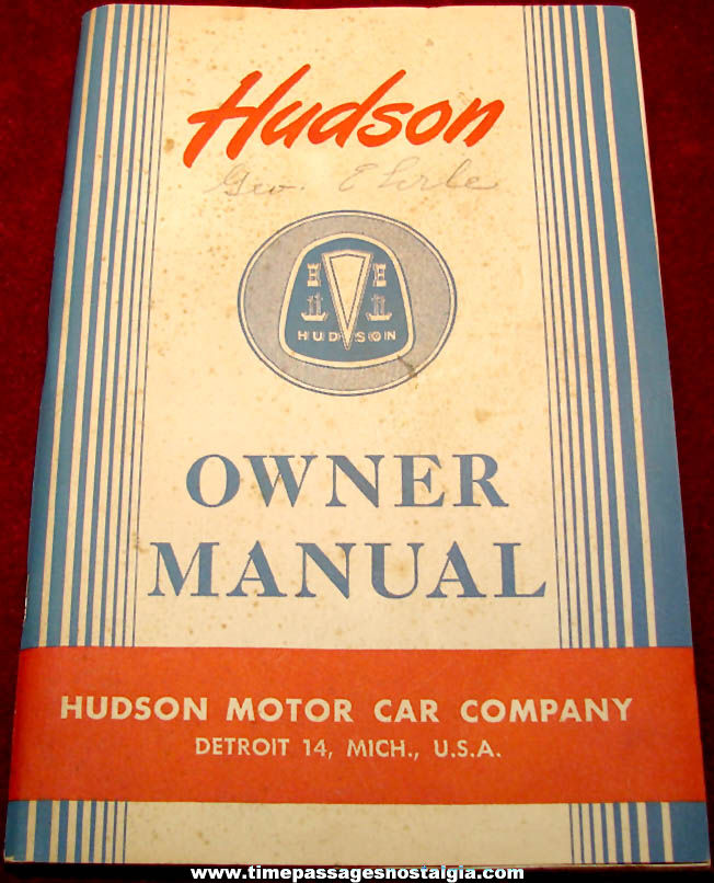1940s or 1950s Hudson Motor Car Company Automobile Owners Manual Book