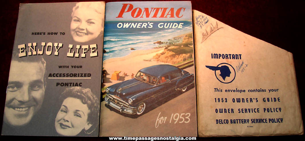 1953 Pontiac Automobile Owners Guide Books with Envelope