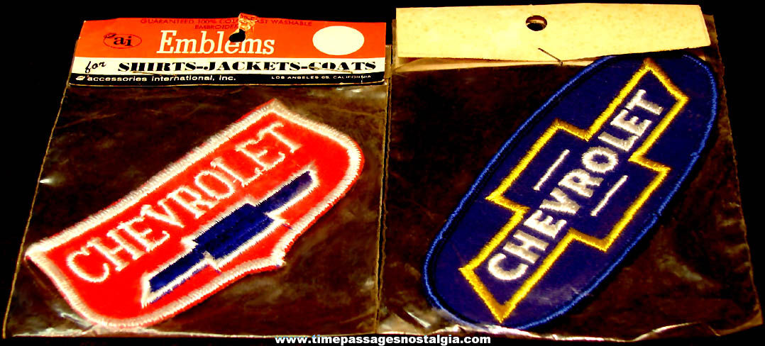 (2) Different Old Unopened Chevrolet Automobile Advertising Embroidered Cloth Patches