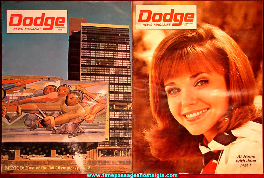 (2) Different 1968 - 1969 Dodge Automobile Advertising News Magazines