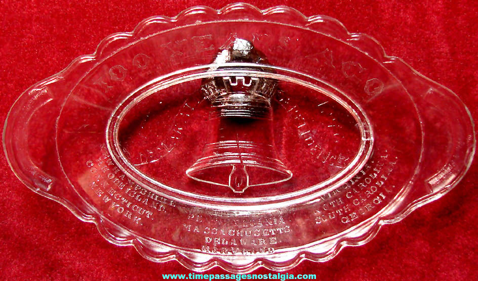 1776 - 1876 United States Centennial Advertising Souvenir Glass Serving Bowl