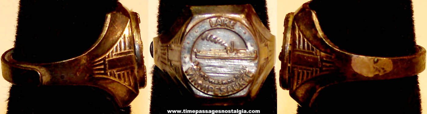 Old Lake Winnipesaukee New Hampshire S.S. Mount Washington Steamship Advertising Sounvenir Ring